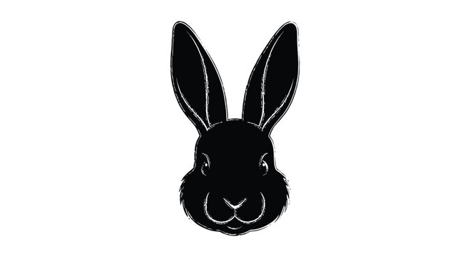 Rabbit head silhouette against a white background