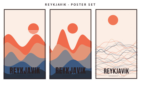Set of three minimalist space posters with planets and orbits, prague stellar map vector illustration