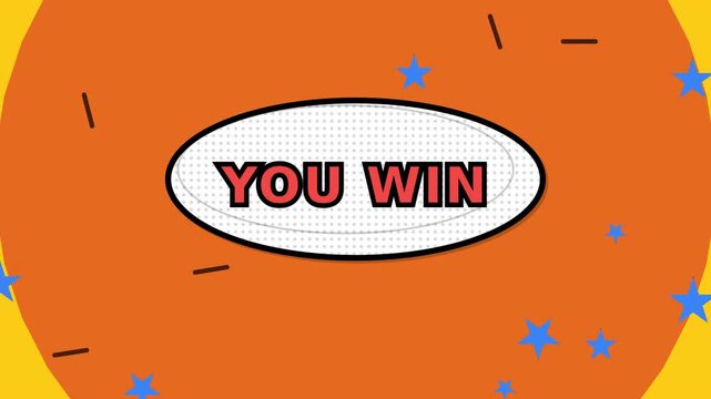 Exciting Victory Announcement Motion Graphic with Bold Text and Celebration Elements for a Winning Moment Video