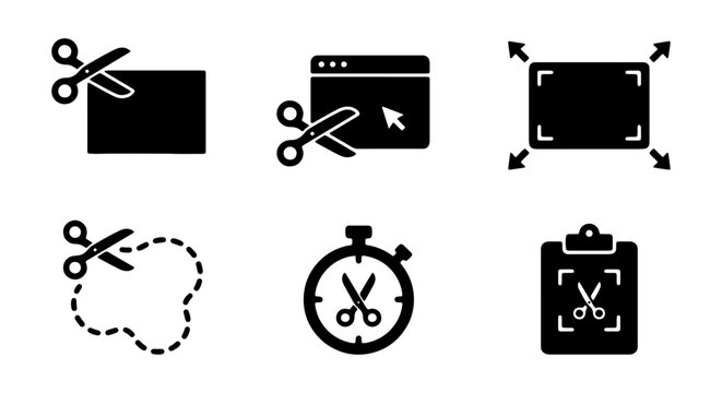 Vector Icons: Scissors, Cut, Crop, Edit, Selection, Tools, Graphic Design Elements