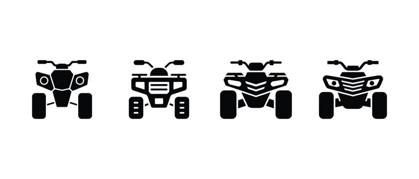 Minimal ATV quad bike icon collection, Off-Road vehicle symbol set illustration