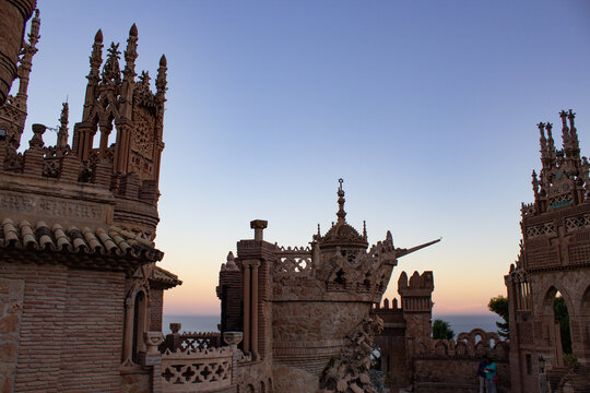 Castillo de Colomares castle Spain Neo gothic romanesque byzantine mudejar architecture costa del sol landmark historical classical sunset photo image png sky editorial photograph europe mediterranean