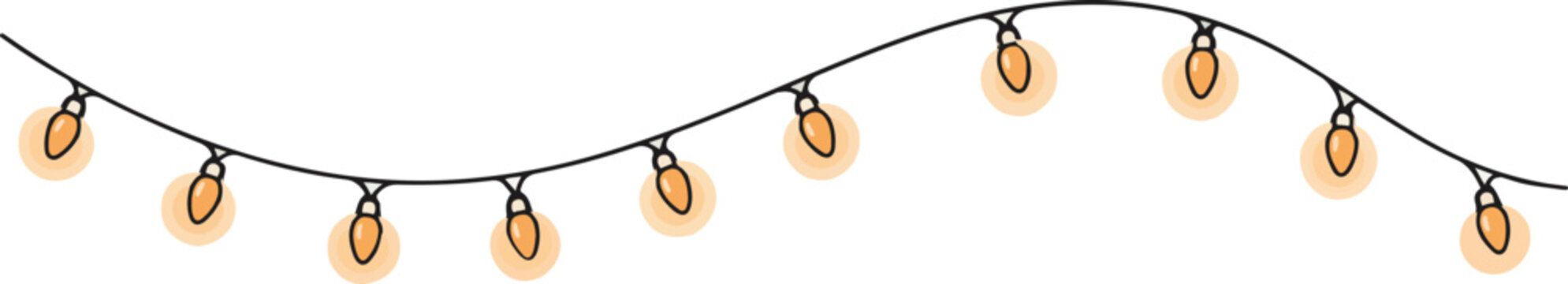String lights, orange bulbs, decorative lighting, festive illumination, party decoration