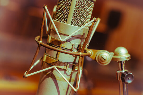 Vintage microphone in the recording studio