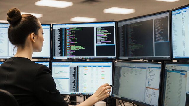 Female IT professional optimizing SQL queries