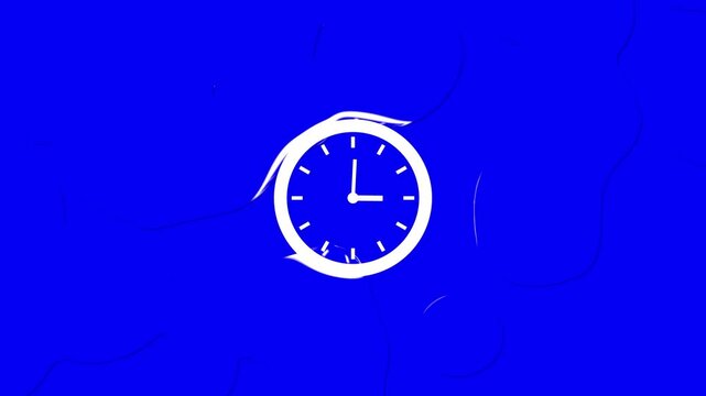 Abstract motion background with a front clock and futuristic countdown timer, glowing hours/minutes/seconds, rotating stopwatch elements, and smooth loop animation.