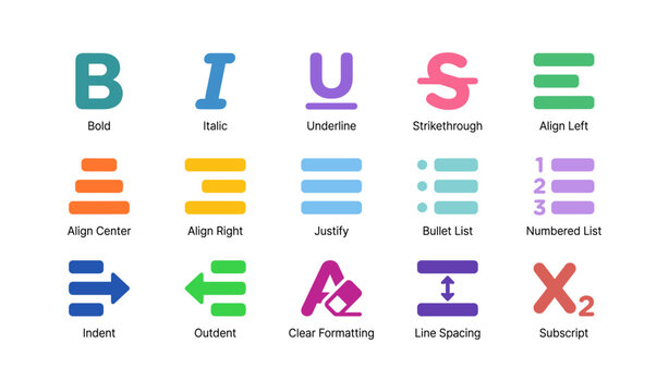 Text formatting icons showing alignment list and style controls