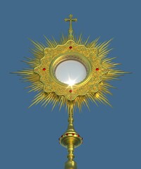 Fototapeta premium Jesus Cristo no ostensório. Sacramento da Eucaristia. Corpus Christi - Ilustração 3D