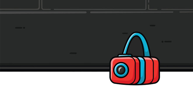Colorful cartoon boombox on white.