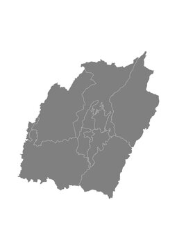Manipur State Map With District Boundaries Grey Vector Illustration Detailed Political Administrative Outline Cartography Graphic Design India Geography Territory Location Shape Isolated Background