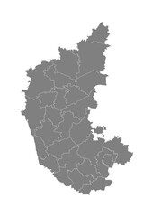 Obraz premium Karnataka State Map With District Boundaries Grey Vector Illustration Detailed Political Administrative Outline Cartography Graphic Design India Geography Territory Location Shape Isolated Background