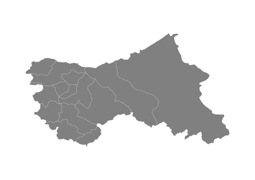 Jammu and Kashmir State Map With District Boundaries Grey Vector Illustration Detailed Political Administrative Outline Cartography Graphic Design India Geography Territory Location Shape Isolated