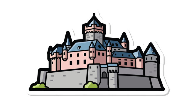 Colorful illustration of a castle.