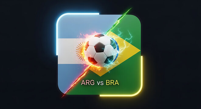 Brazil argentina soccer ball flags icon