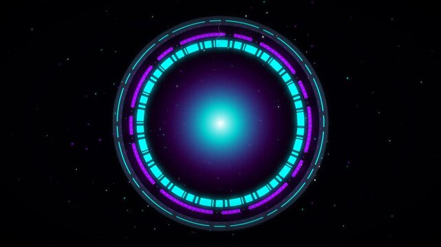 A mesmerizing sci-fi stargate portal animation, swirling with cosmic energy and futuristic dimensional gateway effects.