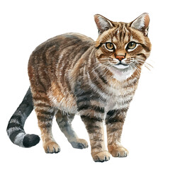 Corsican Wildcat, watercolor illustration, vector isolated on a white background. © yalora