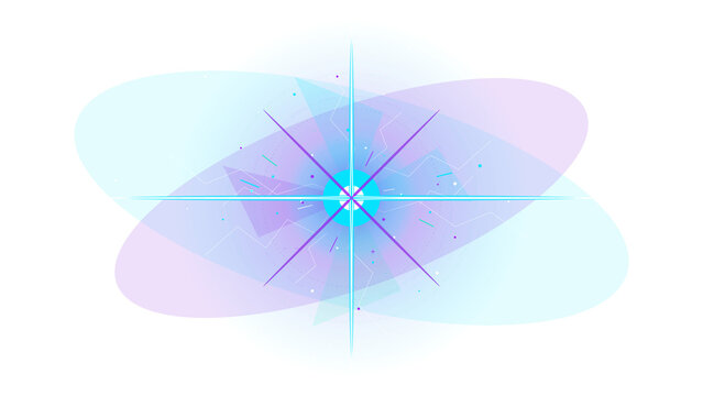 Abstract light flare with glowing core and overlaid elliptical shapes for digital concepts
