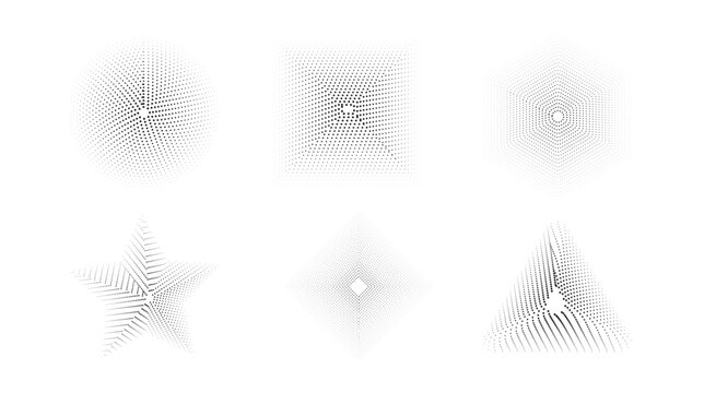 Abstract Radial Speed Line Burst Effects Set Monochrome Vector Design