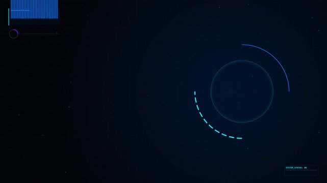 Futuristic Digital Interface Animation with Dynamic Circular Graphics and Deep Space Inspired Visuals