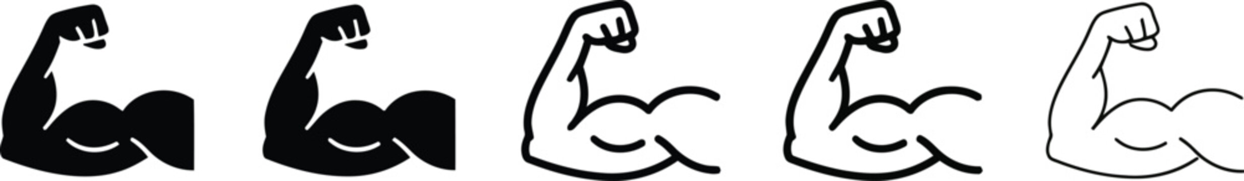 Flexing muscular arms vector illustration with progressive strength poses Vector