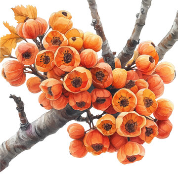 Ballota Branch, watercolor, vector, isolated on a white background.