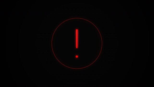 Suspenseful Neon Alert Animation with Exclamation Mark for Urgent Warning Motion Video