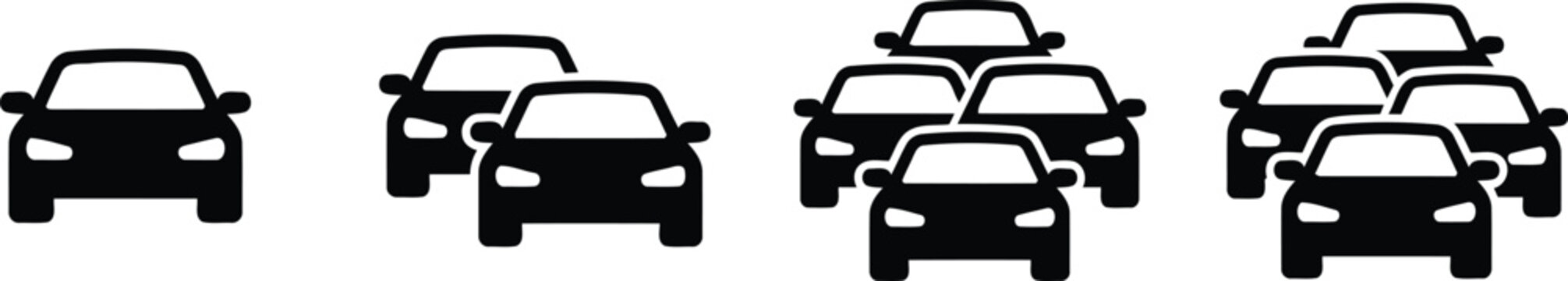 Cars icon set, transport flow, traffic jam symbol, auto automobile sign