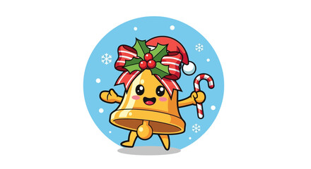 Naklejka premium Cartoon Christmas Bell Character Design.