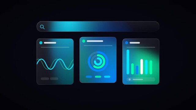 A stunning arctic ice illuminated glass UI, radiating crisp, freezing blue light through intricate modern dashboard panels.