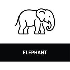 Fototapeta premium Elephant line drawing icon on white background