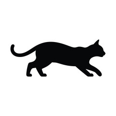 Obraz premium cat silhouette black feline shape on white background