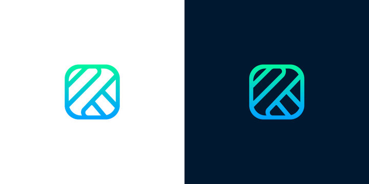 Dynamic and modern abstract geometric line art design forming a stylized letter K or a unique intertwined monogram concept for branding and business identity solutions
