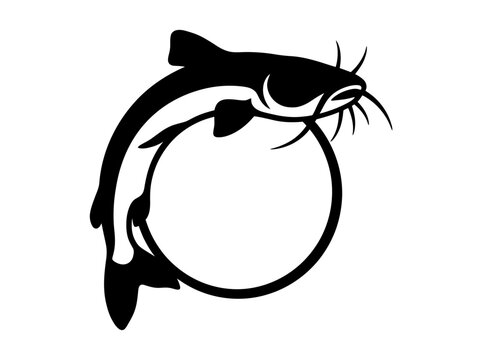 Catfish circle silhouette vector art