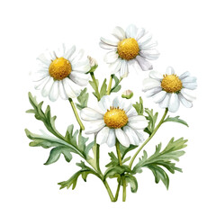 Fototapeta premium watercolor vector of Feverfew Flower , isolated on a white background.