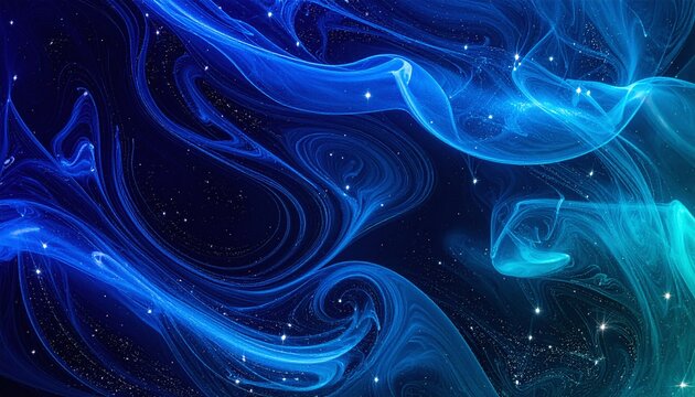 Explore the infinite with this cosmic blue nebula background. Swirling fluid patterns and twinkling stars create a mystical space aesthetic, ideal for creative and modern digital art projects.