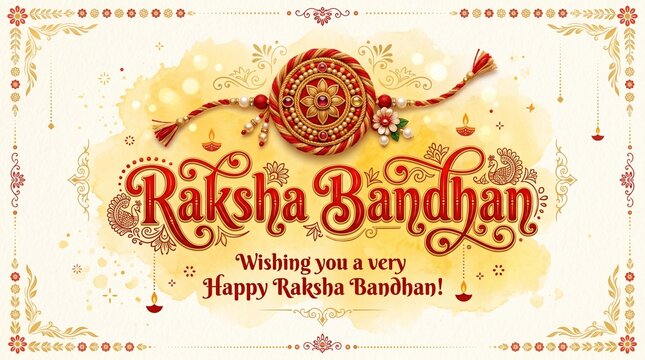 raksha bandhan celebration in india vector hand lettring illustration on white background