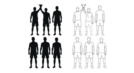 Football players with trophy black silhouette high quality © MD RIPON