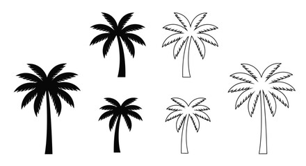 Obraz premium Palm tree silhouettes on a white background silhouette