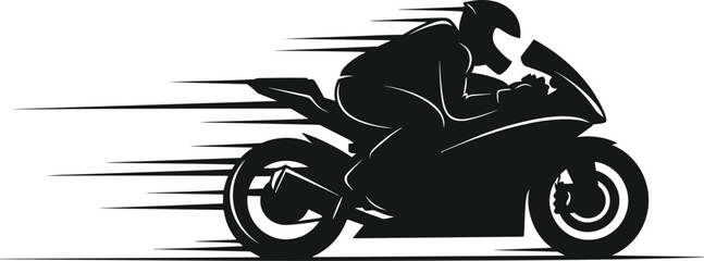 Sport motorcycle racing silhouette vector illustration isolated on gray background high speed motorbike and racing concept © MST