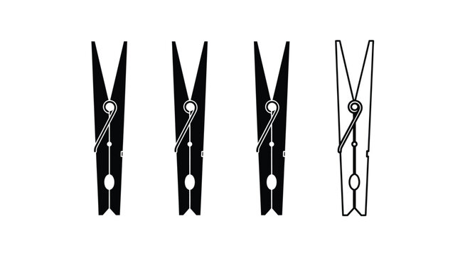Clothes pins silhouette on a white background