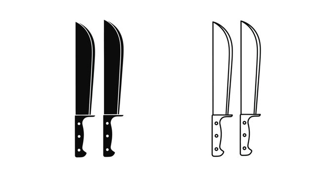 Machetes illustration with black silhouette and line art style