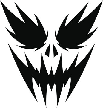Aggressive monster face with sharp fangs and piercing eyes.