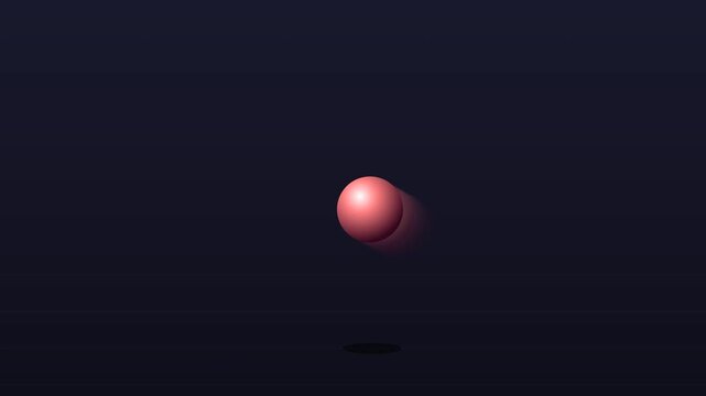 Minimalist bouncing ball animation, 3D pink sphere jumping on dark background, smooth motion loop for loading screen or transition