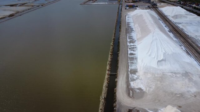 Aerial tilt down of saltworks filtration systems and evaporation ponds