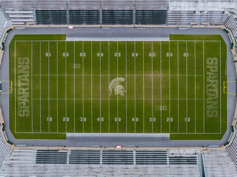 Spartan Stadium aerial view in Michigan State University in East Lansing, Michigan MI, USA. 