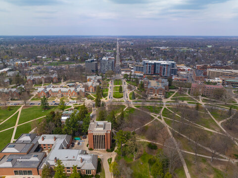 Michigan State University aerial view in East Lansing, Michigan MI, USA. 