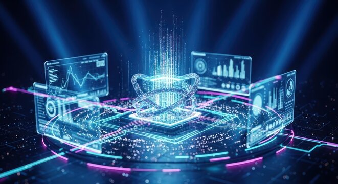 Abstract digital visualization of data flow and information processing