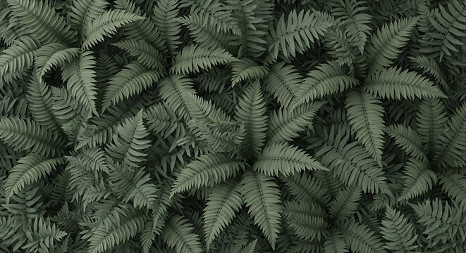 Lush green fern leaf pattern isolated on a transparent background