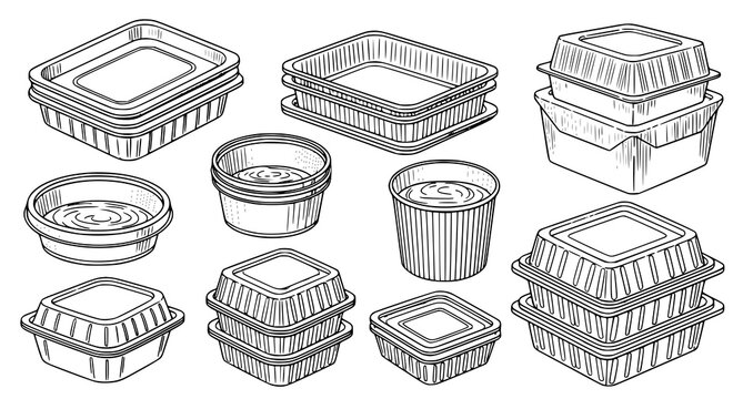 Stackable food containers and takeout boxes with food container