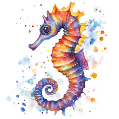 Seahorse, watercolor vector clipart, isolated on a white background. © zentrix
